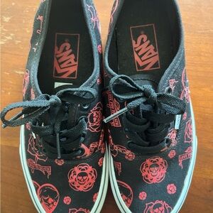 Vans Black and Red Graphic Sneakers